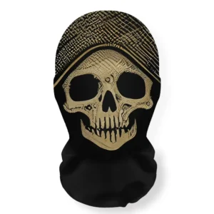 Masque crâne sombre dorée en maille élastique