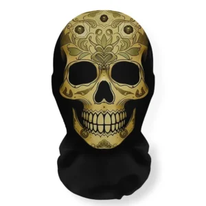 Masque crâne mexicain doré