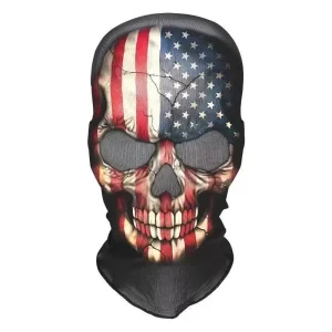 Masque crâne drapeau américain fissuré bleu blanc rouge