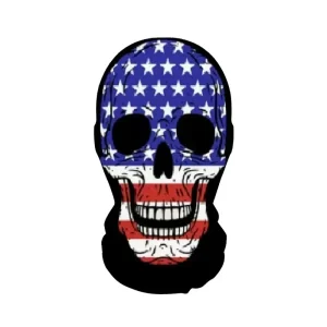 Masque crâne drapeau américain bleu blanc rouge