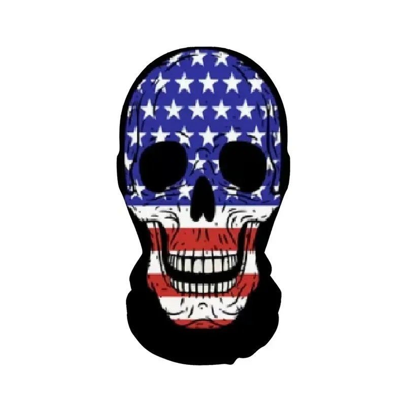 Masque crâne drapeau américain bleu blanc rouge