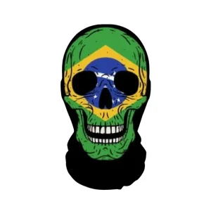 Masque crâne drapeau brésilien vert jaune bleu