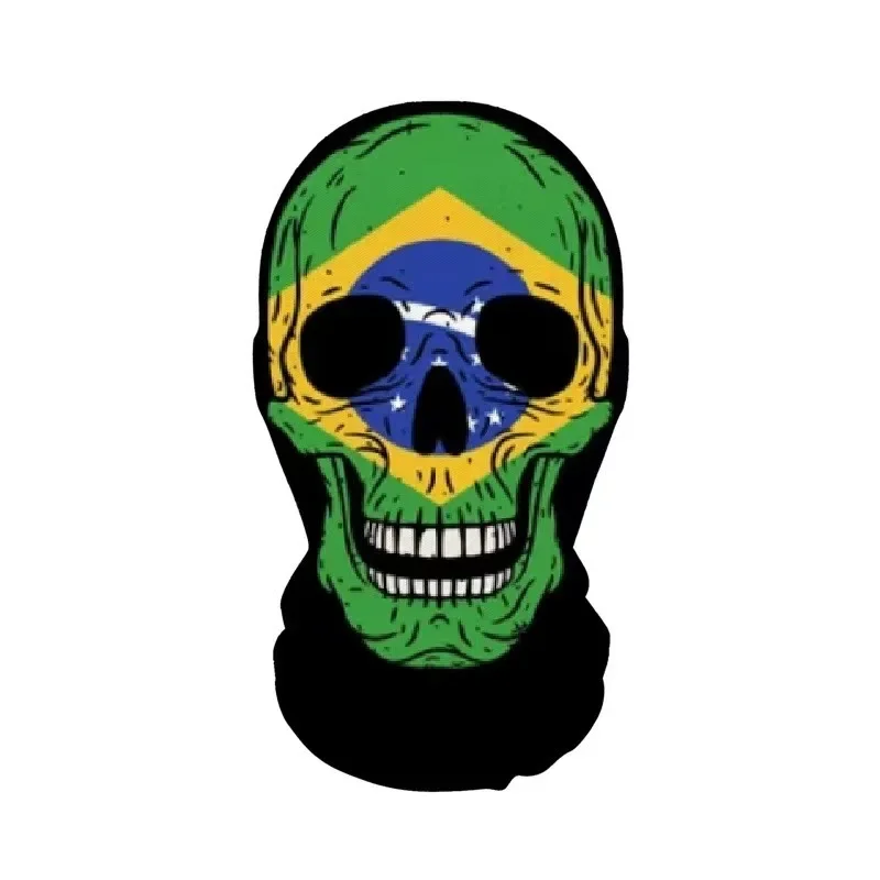 Masque crâne drapeau brésilien vert jaune bleu